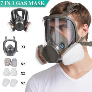 7 IN 1 Gas Mask Full Face Chemical Spray Painting Respirator Vapour 6800 Safety - Picture 1 of 13