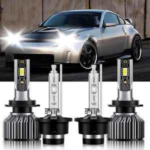 For Nissan 350Z 2003-2005 H7 D2S LED HID Headlight High Low Beam Bulbs Kit 6500K - Picture 1 of 12