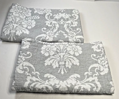 Fundas de almohada Laura Ashley (2) King acolchadas grises blancas fundas florales 100 % algodón Foto 1 de 4