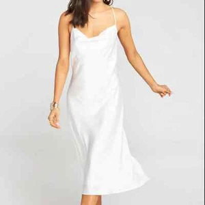 Show Me Your Mumu Verona Cowl Neck Dress Ivory Satin Luxe Size Large - Picture 1 of 10