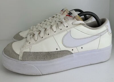 Nike Blazer Low Platform Womens Size US 10 White Leather Suede Shoes Sneakers - image 1 of 4