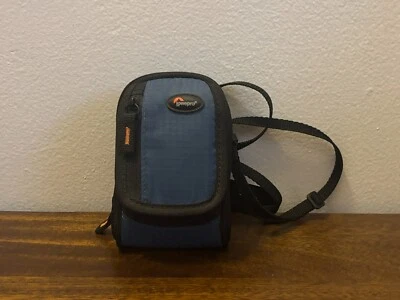 Vintage LowePro Camera Case Black and Blue Zippered Soft Case with strap  - Image 1 of 4