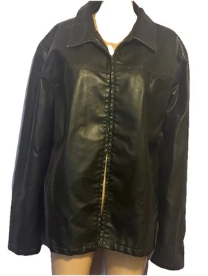 Chaqueta Polo Assn de Colección EE. UU. XL Negra Cuero Sintético Cremallera Completa Edredón Forrado LEER Foto 1 de 4