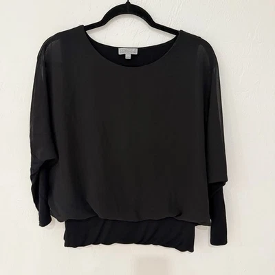 Joseph A blusa negra elegante superpuesta transparente ala de murciélago con tanque incorporado talla S Foto 1 de 4