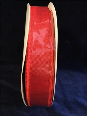 Wired Ribbon 1.5 x 50 YDS  RED BERWICK OFFRAY  New HOLIDAY CHRISTMAS SOLID LINEN - Image 1 of 3