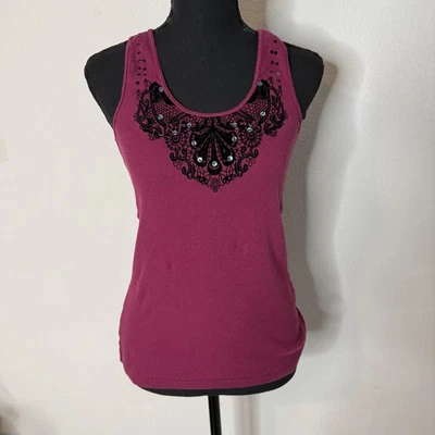 Energie Velvet Burnout Ribbed Top L Lace Witchy Vamp Whimsigoth Fairy Grunge - Изображение 1 из 4