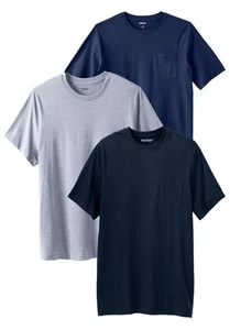 KingSize Men's Big & Tall 3-Pack Longer Length Pocket Crewneck - Picture 1 of 3