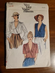Vogue 7373 Vtg 80s V-Neck Blouse Size 8 - Picture 1 of 2