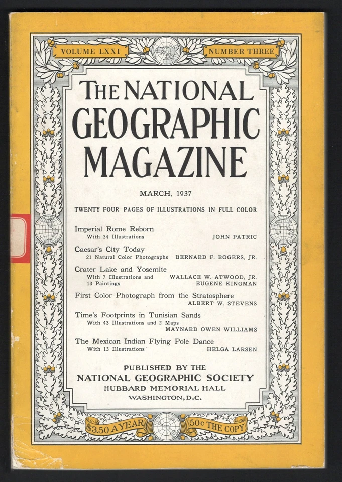 March 1937 Vintage National Geographic Magazine - Image 1 of 1