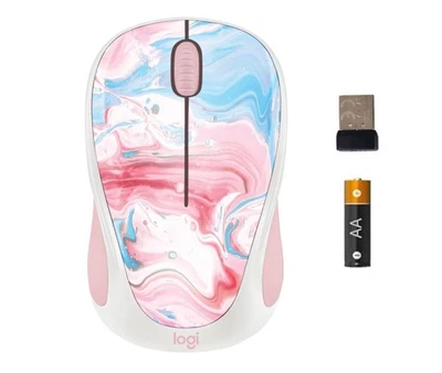 Logitech M317 Wireless Mouse 1K DPI Optical Tracking USB Receiver Cotton Candy - Image 1 of 4