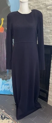 Шерстяное темно-синее длинное макси-платье-свитер Nina Charles Kasper размер средний - Изображение 1 из 4