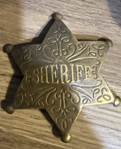 Sheriff Old West massives Messing Stern Abzeichen mit gelötetem Pin (3" x 2,25") NEU - Bild 1 von 2