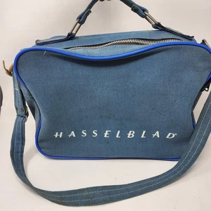 Vintage Blue Hasselblad Retro Camera Travel Canvas Bag 15" x 10" x 7" Dusty - Picture 1 of 18