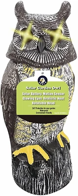 Búho de jardín con energía solar con detección, ojos intermitentes, cabeza giratoria, Foto 1 de 4