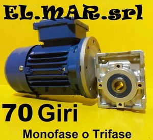 Motoriduttore 70 Giri HP 0,25 Riduttore di giri Motore Monofase Trifase Kw 0,18 - Imagen 1 de 5