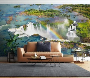 3D Rainbow Trees S321 Wallpaper Mural Self-adhesive Removable Sticker Kids Pa - Picture 1 of 11