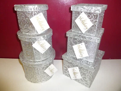 Set of 3 Holiday Elegance Decorative Boxes Round or Square, Your Choice - Image 1 of 2