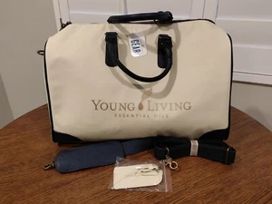 Young Living Essential Oil Duffle Bag Creme Blau Große Aufbewahrung Seltener Artikel Rarität - Bild 1 von 12