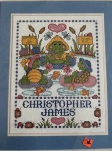 Bucilla "Teichfreunde" Frosch Kreuzstich Geburtsakte Set - Bild 1 von 4