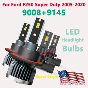 For Ford F250 Super Duty 2005-2020 LED Headlight+Fog Light Combo 4 Bulbs Kit - Picture 1 of 11