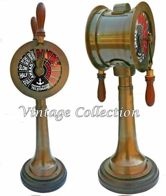 Telégrafo Antiguo Latón Telégrafo Marina Barco Sala de Máquinas Decorativo 20" Foto 1 de 4
