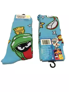 Calzini Looney Tunes Marvin the Martian Novelty Crew scarpa adulto taglia 6-12 nuovi con etichette - Foto 1 di 4