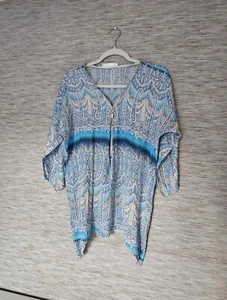 Laurie and Joe Womens Zip Top Designer Preloved Tunic Vintage Printed One Size - Picture 1 of 5