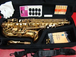 SAXOFÓN VINTAGE 1962 GLORY ALTO GRABADO DISEÑO FLOR LACA DORADA CON ESTUCHE foto - Imagen 1 de 23