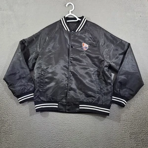 North & Acrux Jacket Mens Medium Black Satin Jets Windbreaker Retro Style - Picture 1 of 12