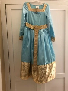 Disney Store Princess Merida "Brave" Formal Dress Sz S 5/6 Blue & Gold - Retired - Picture 1 of 10