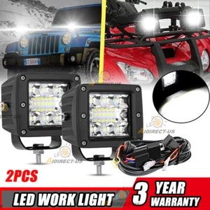 3" Inch Cube LED Work Lights Spot Flood Beam Fog Driving Offroad SUV ATV+ Wire - Picture 1 of 12