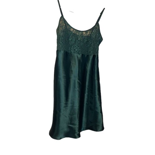 UNDERCOVER Abito Slip Vintage Victoria’s Secret Y2K Verde Profondo Raso e Pizzo S Nighty