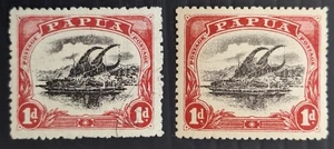 SCARCE 1910- Papua pair of 1d carmine & black Lakatoi stamps Mint/USED SG 76 - Picture 1 of 3