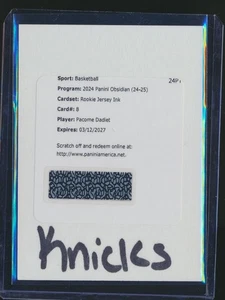 2024-25 OBSIDIAN ROOKIE JERSEY INK REDEMPTION AUTO PACOME DADIET KNICKS - Picture 1 of 1