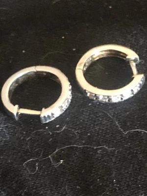 14 K Wg Diamond Huggie Earrings - Image 1 of 3