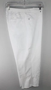 ALFRED DUNNER Pantalone donna bianco denim pull-on Capri TG 12 elastico schiena - Foto 1 di 8