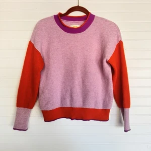 Anthropologie Maeve 100% Cashmere Color Block Sweater Purple Size S Luxury - Picture 1 of 12