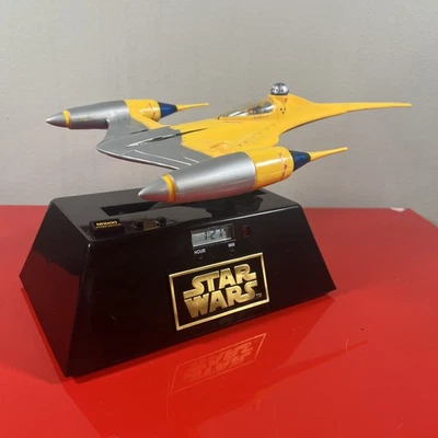 Vintage 90S STAR WARS  CHASSEUR NABOO STAR FIGHTER HORLOGE Alarm Clock Works   - Image 1 of 4