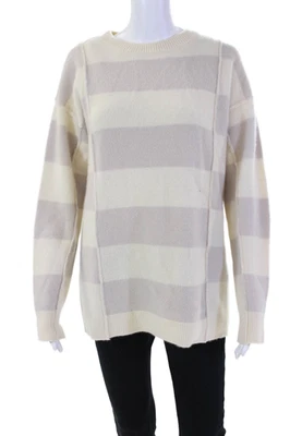 Suéter Club Monaco Mujer Cachemira Rayas Mangas Largas Blanco Lavanda Talla Pequeña Foto 1 de 4