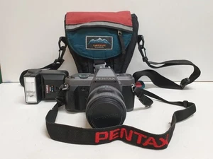 Pentax P30 35mm SLR w/ Cobra MD210 Flash & Vanguard Bag Parts Repair Not Working - Picture 1 of 22