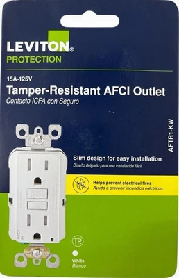 Leviton AFCI Tamper Resistant Wall Outlet White 15A 120V AFTR1-KW New - Image 1 of 2