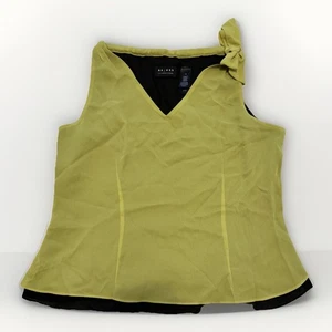VTG Axcess Liz Claiborne Y2K Babydoll Top Bow Detail Green/Black Tank Large Chic - Picture 1 of 5
