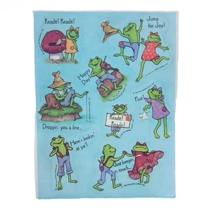 Vintage 1980 Hallmark Cards Frog Sticker Sheet Greetings Blue Green Scrapbooking - Picture 1 of 5