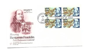 1690 Benjamin Franklin ArtCraft, block of 4, FDC - Picture 1 of 1