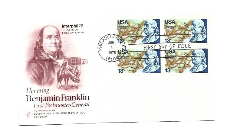 1690 Benjamin Franklin ArtCraft, block of 4, FDC - Image 1 of 1