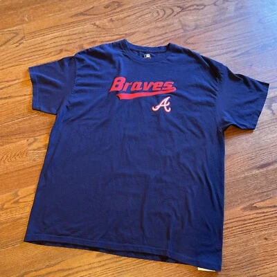 Camiseta de fanático del béisbol azul marino XL mercancía genuina de los Atlanta Braves letras elevadas Foto 1 de 4