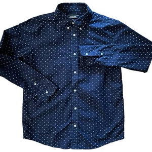 Lands' End Men's Shirt Star Print Blue Americana USA Button Down Casual XL - Picture 1 of 6