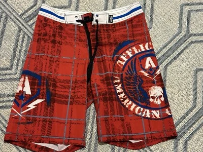 Pantalones cortos de natación AFFLICTION para hombre talla 31 ROJO BLANCO AZUL MMA UFC Foto 1 de 4