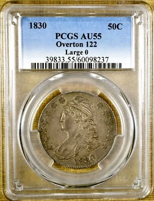1830 O-122 Large 0 PCGS AU55 Bust Half Dollar - Image 1 of 2