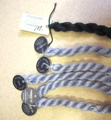 CARON COLLECTION/PLANET EARTH FIBER NEEDLEPOINT THREAD 6 BLUE GREY/INDIGO SKEINS - Image 1 of 4